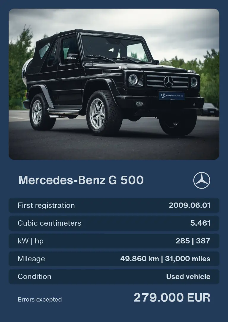 Buy a extrabesonders Mercedes-Benz G 500 - More details Buy a extrabesonders Mercedes-Benz G 500 - More details