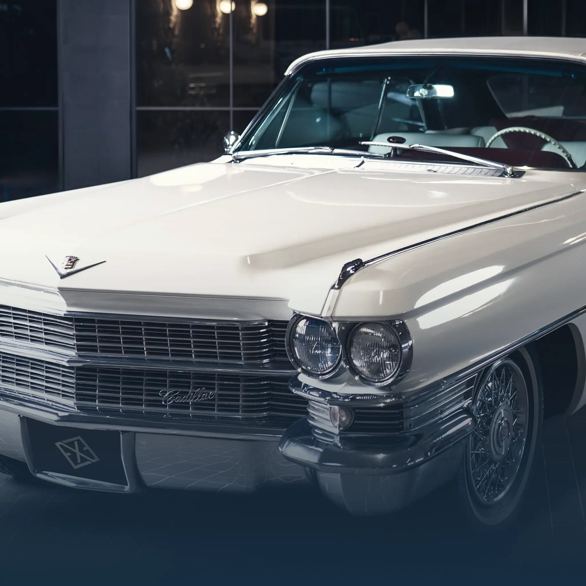 ホワイト シャビーシックス タンドミラー ヴィンテージ加工 0923-011 Cadillac De Ville 1963 for rent | White convertible with chauffeur