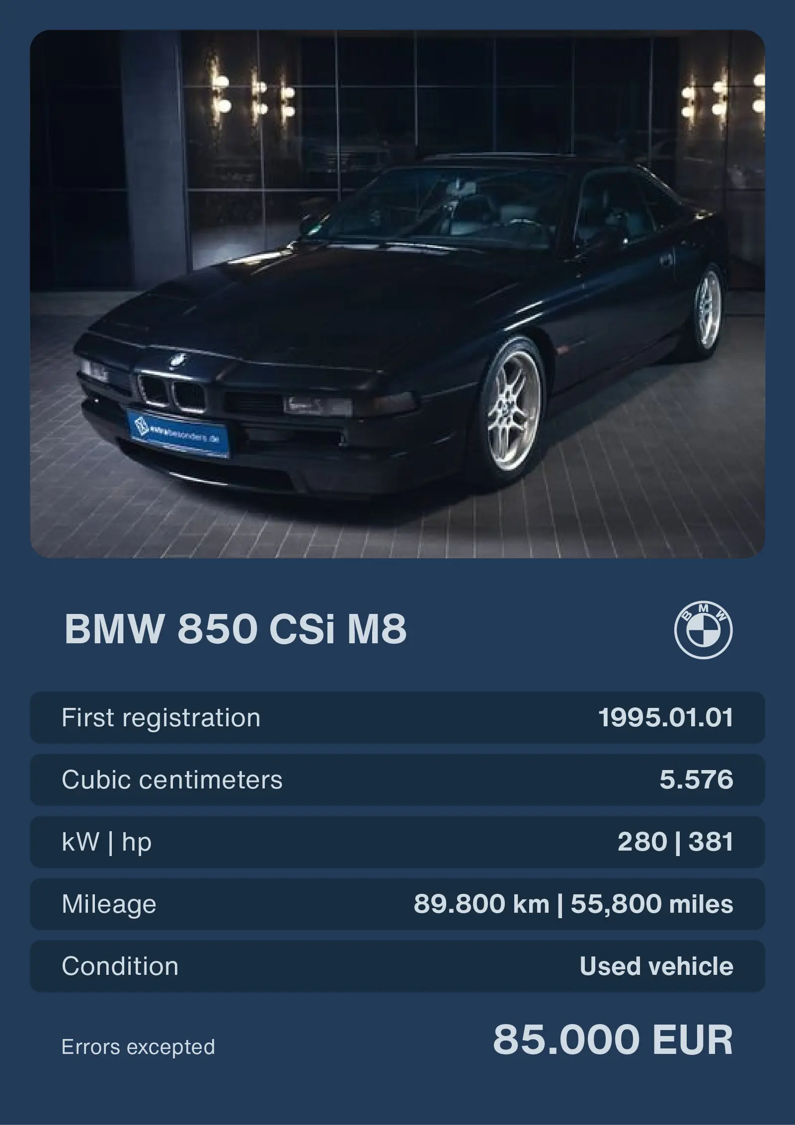 Buy a extrabesonders BMW 850 CSi - More details